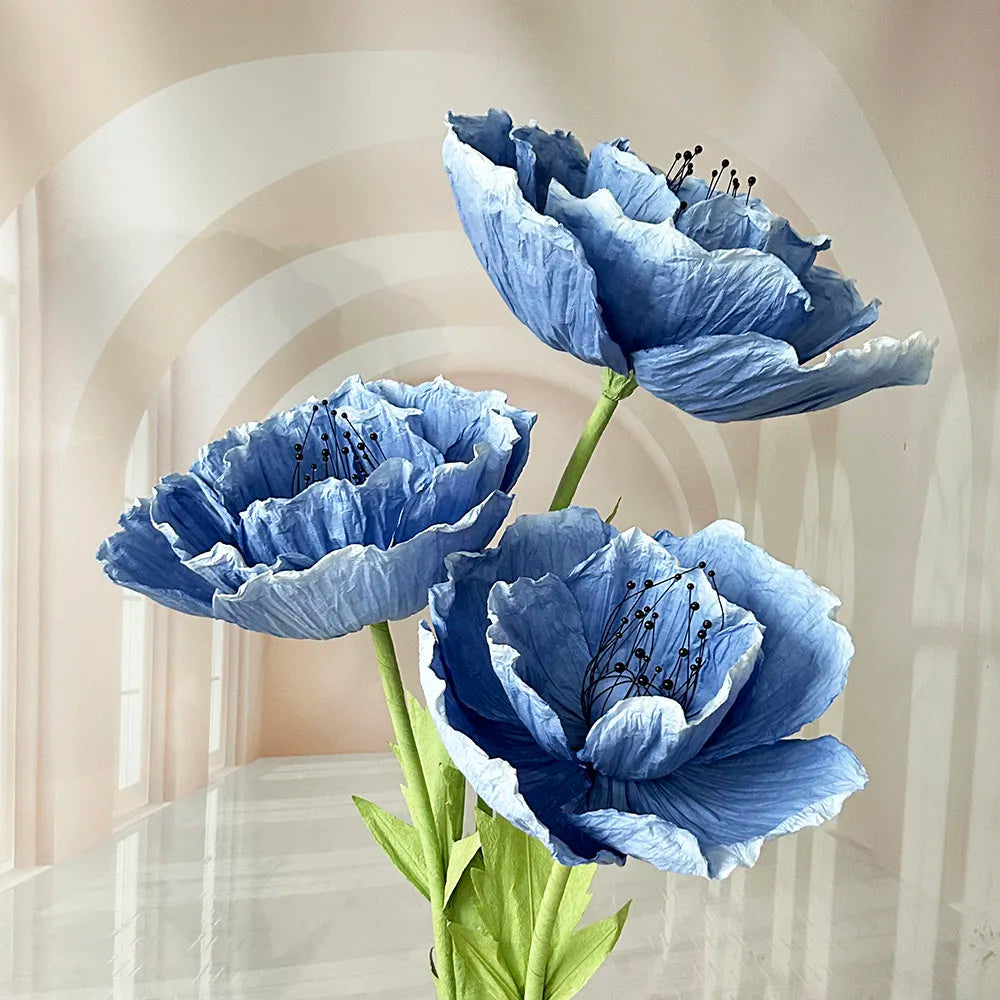 Wedding Props Artificial Giant Poppy Paper Flower Wedding Road Guide Floral Birthday Party Backdrop Decor Stage Window Display