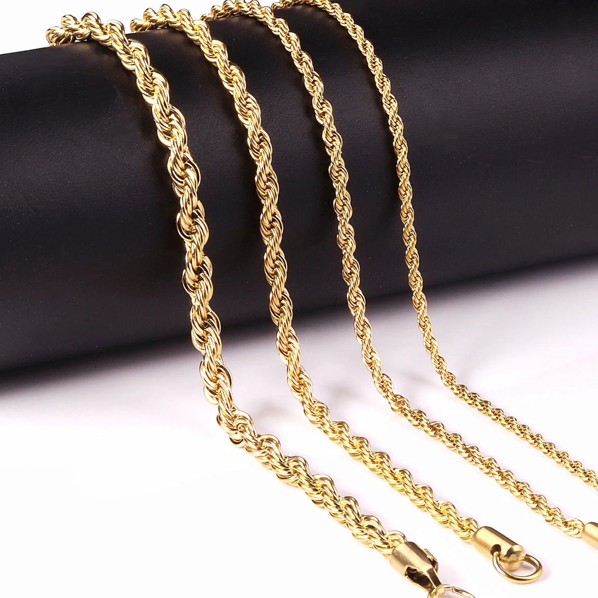 LUXUSTEEL 3mm Width 45cm/50cm/55cm/60cm Stainless Steel Rope
