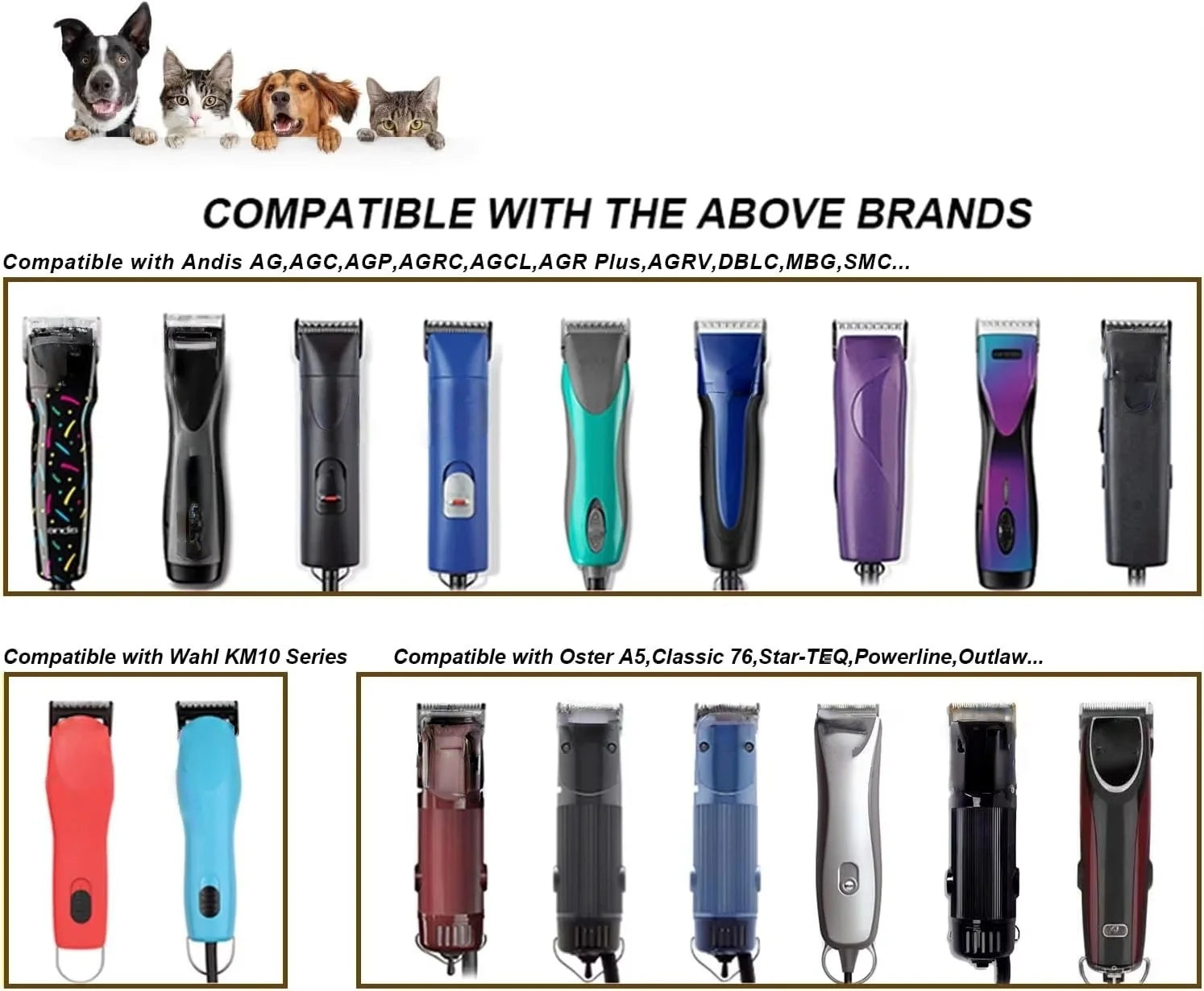 Professional Pet Dog Grooming Detachable Steel Blade Compatible with most Andis ,Oster A5 & 76,Wahl KM 10 Series Animal Clipper