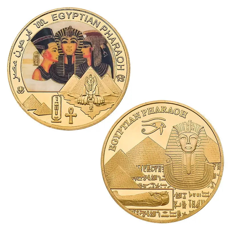 Egyptian Pharaoh Gold Plated Commemorative Coin Egypt Challenge Coin Art Craft Souvenir Business Gift for Collection Home Decor