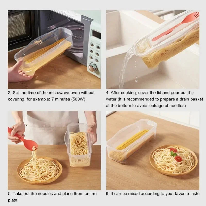 Microwave Pasta Cooking Box with Strainer Heat Resistant Pasta