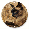 Cute Black Cat Gift Theme Round Metal Aluminum Sign Art Desktop Decorative Plates for Bar Cafe Club Yard Home Office Wall Decor