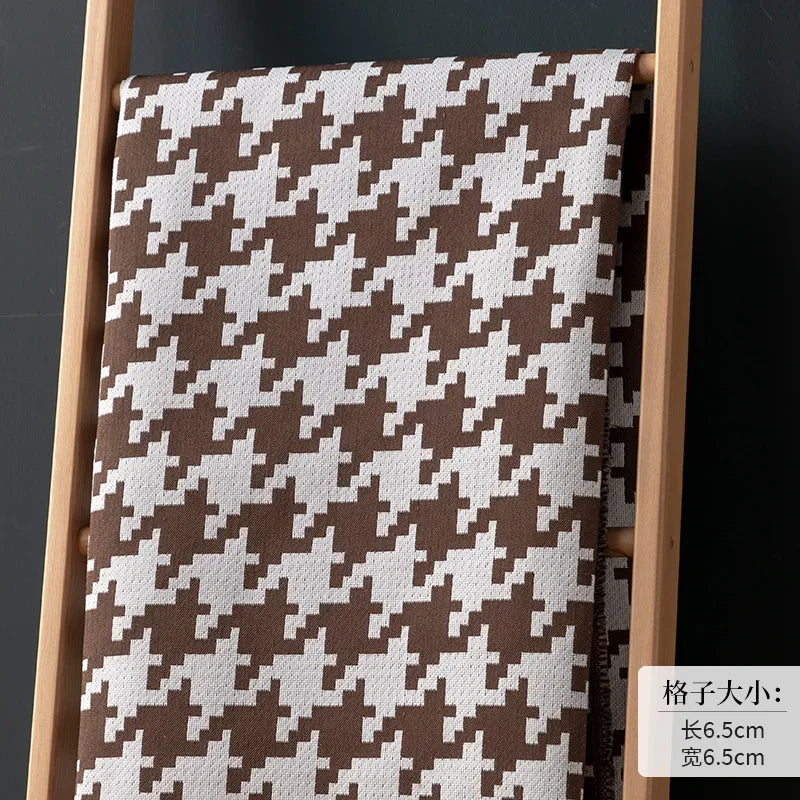 High-end Thousand Bird Grid Sofa Fabric Thickening Plaid Cotton Linen Cloth Tablecloth Pillow Cushion Cover Handmade DIY Fabric