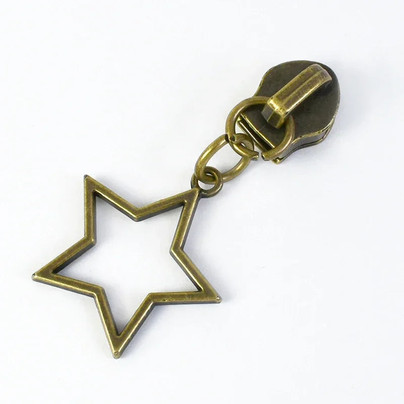 10/30Pcs Star Zipper Slider Pulls for Nylon Zippers By The Meter Bag Coat Zips Head Pullers Repair Kit DIY Sewing Accessories