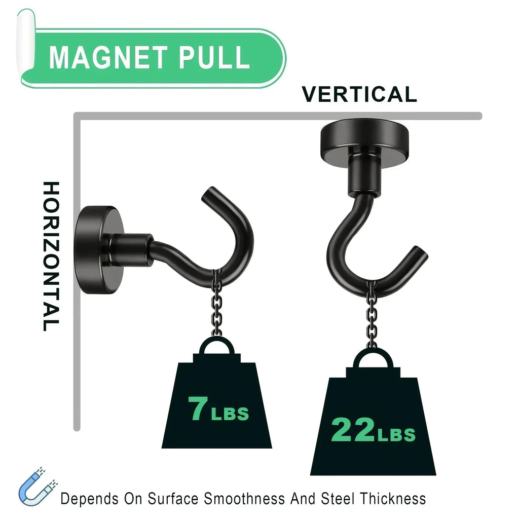 Strong Magnetic Hooks Multi-Purpose, Heavy Duty Epoxy Coating, Magnetic Cruise Black Hooks for Refrigerators