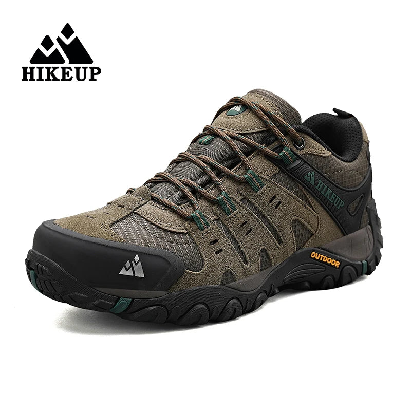 HIKEUP Men's Hiking Shoes Suede Leather Outdoor Shoes Wear-resistant