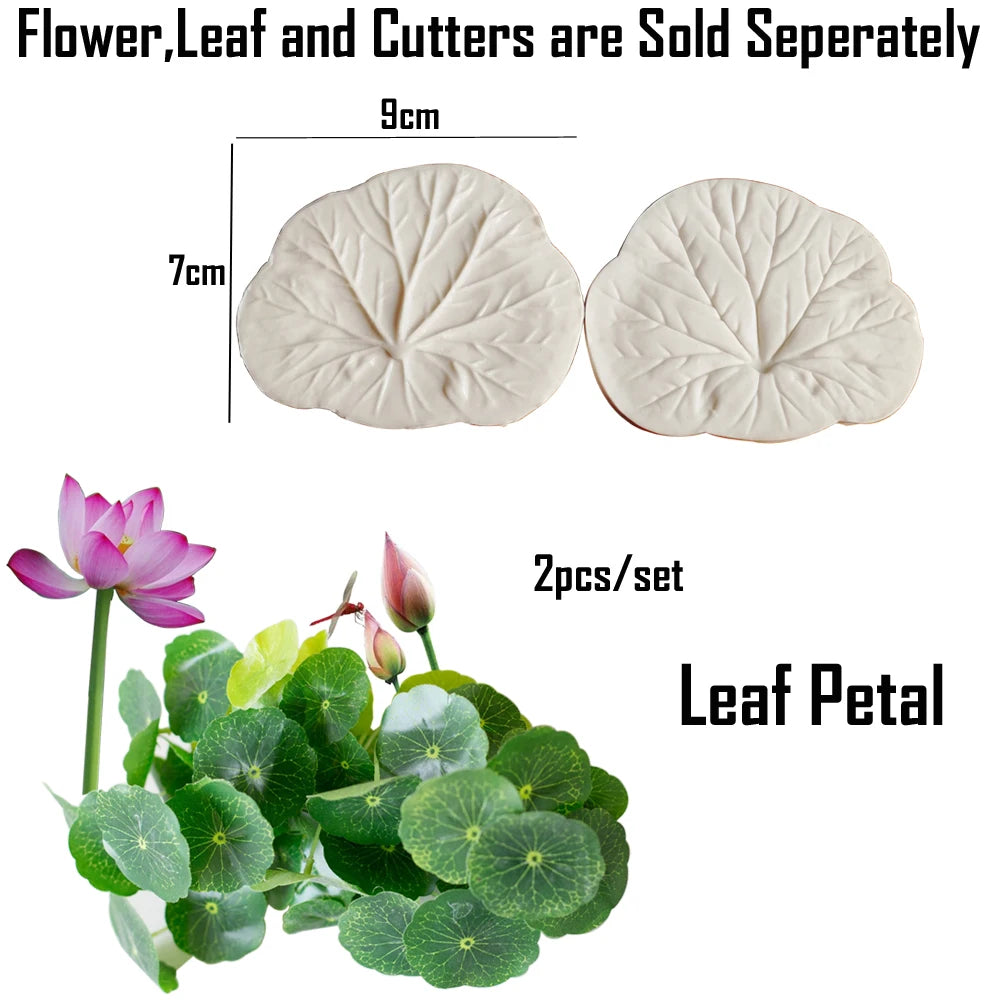 NEW 2pcs Lotus Silicone Mold Leaf Moulds DIY Cake Fondant Mould Dessert Chocolate Clay FondantDecoration Kitchen Bake Tool M2884