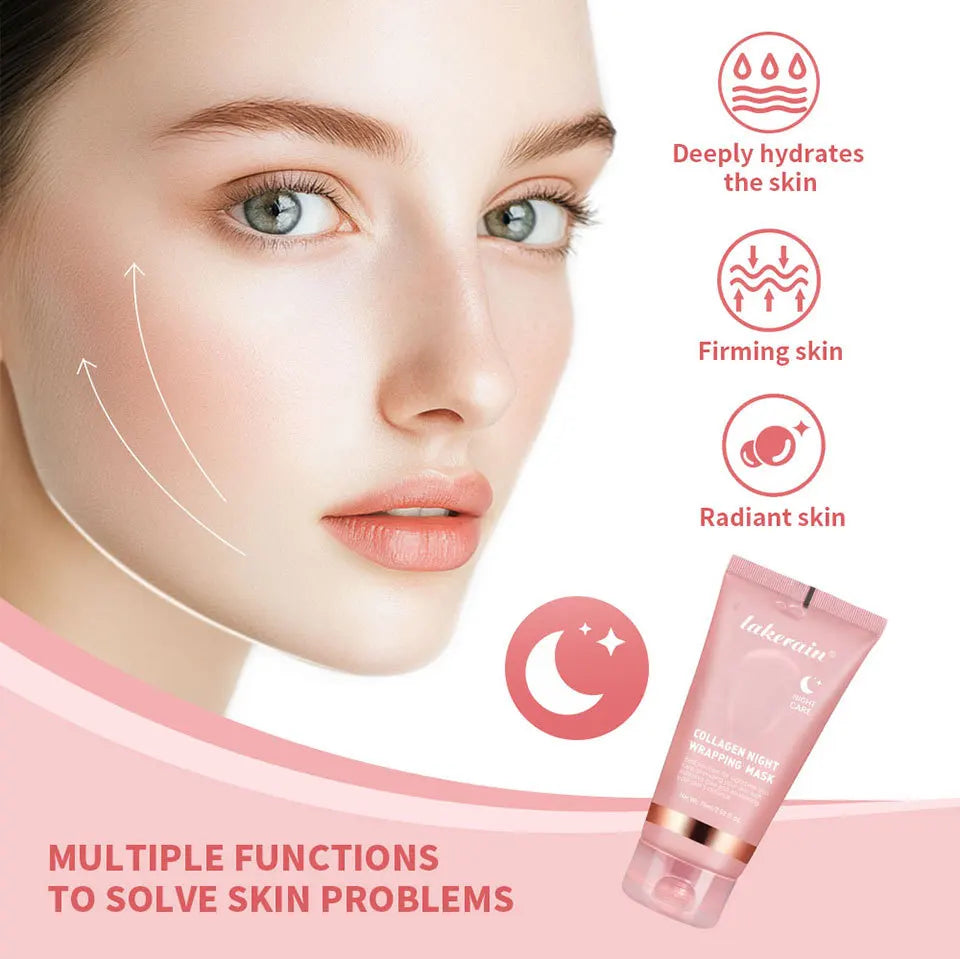 Overnight Wrapping Peel Off Facial Mask Set Hydrolyzed Collagen Night Wrapping Mask Deeply Hydrates Night Care Mask Skin Care