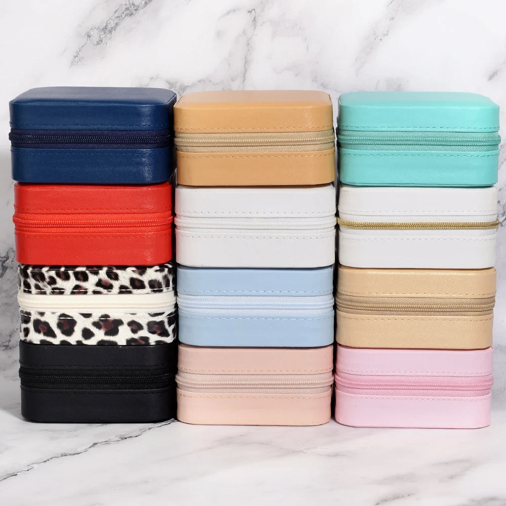 Portable Jewelry Storage Box Travel Organizer Jewelry Case Leather Storage Earrings Necklace Ring Jewelry Organizer Display