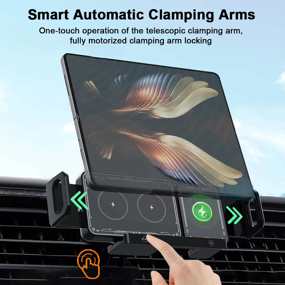 Fold Screen Car Wireless Charger For Samsung Galaxy Z Fold 6 5 4 3 2 Flip 6 5 4 3 Dual Coil Samsung Fast Charging Station