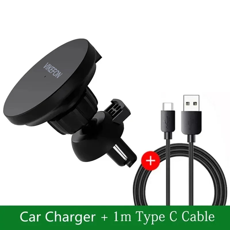 Magnetic Car Wireless Charger + Ring For iPhone 12 13 14 15 16 17 pro max mini Air Vent Car Phone Holder Stand Fast Car Charging