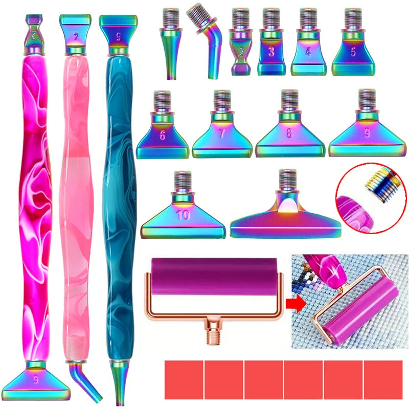 HOMFUN 22 Piece Diamond Painting Art Pen Kit: Ergonomic Comfort Grip, Precision Steel Tips Roller & Clay in Gift Box, Ideal DIY
