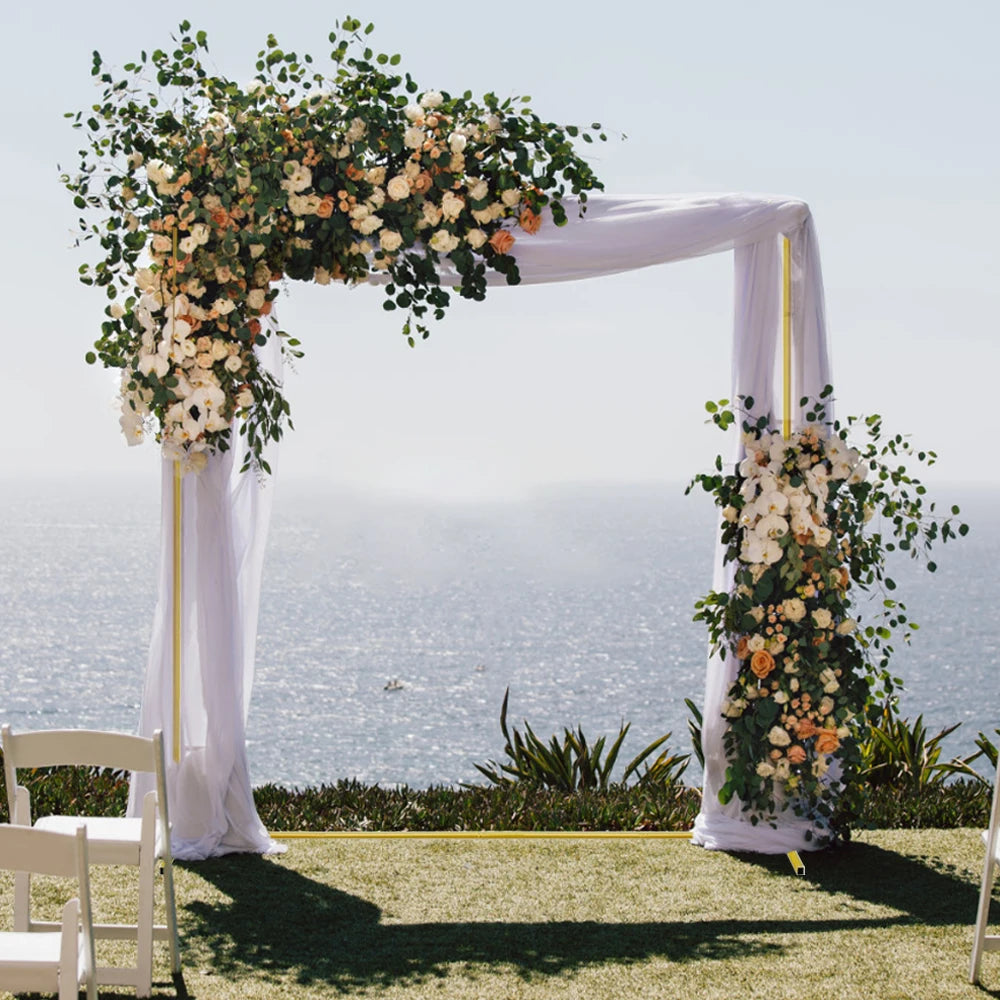6.6FT/4.9FT Gold Wedding Arch Stand Square Balloon Arch Metal Backdrop Frame Birthday Party Ceremony Baby Shower Decor Holder