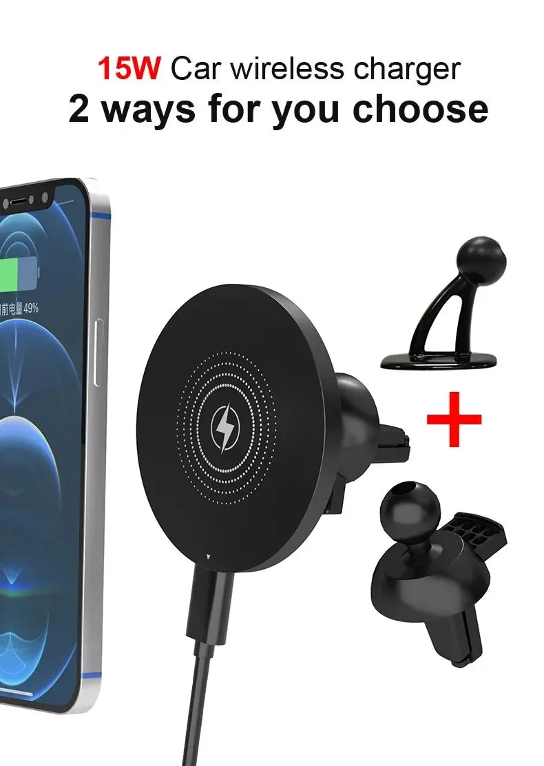 Magnetic Car Wireless Charger Magnet Fast Charging Station Car Phone Holder Mount for iPhone 17 16 15 14 13 Pro Max Min Macsafe