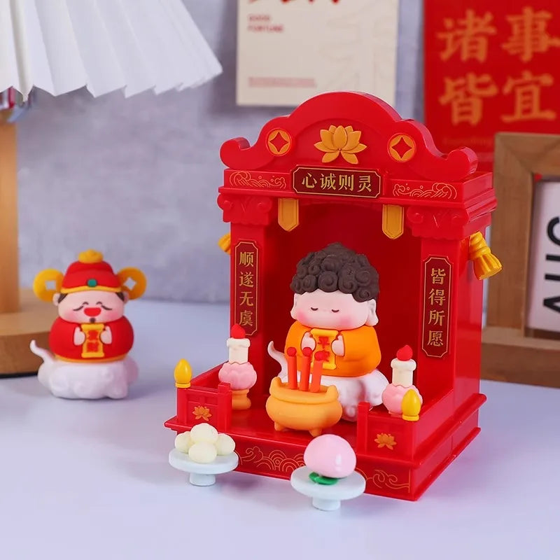 Chinese Deity Figurines Desk Organizer Creative Car Interior Zen Decor Office Stress Relief Ornament Car/Buddha Shrine Decor