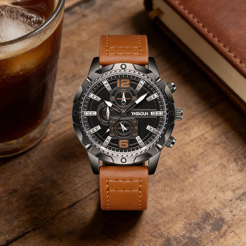 Reloj Hombre Fashion Men Watches Casual Leather Strap Quartz