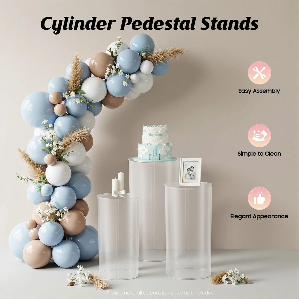 Metal Cylinder Pedestal Cake Display Set, 3 Piece