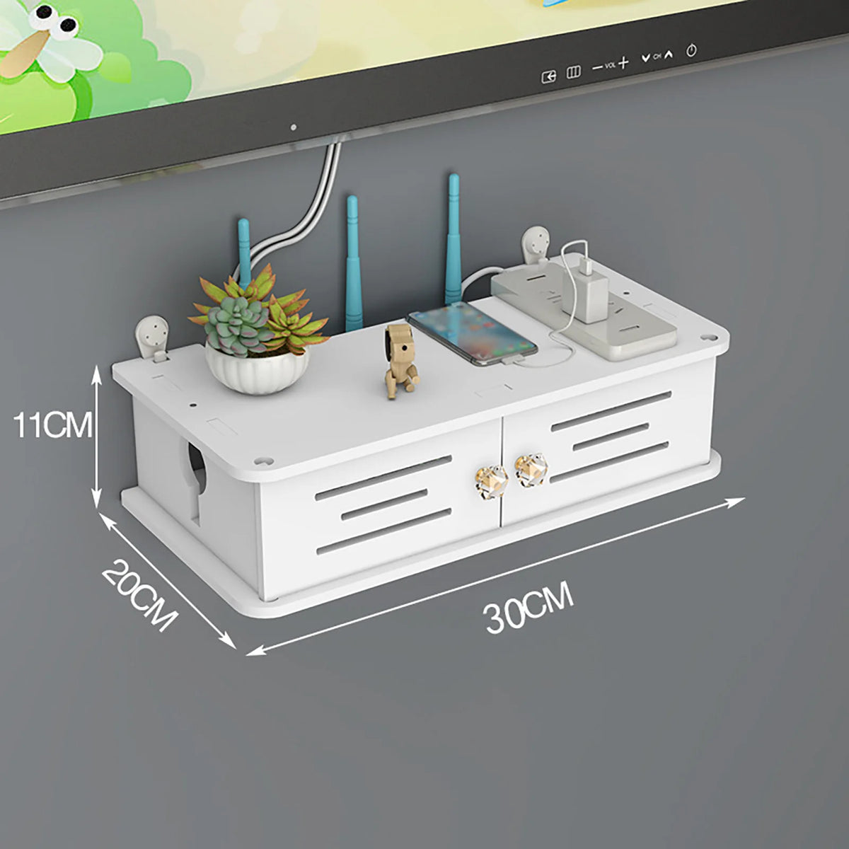 Punch-free Double Layers Wall Shelf TV set-top Box Rack Living Room Router Wall Hanging Storage Box Wireless Wifi Router Shelf