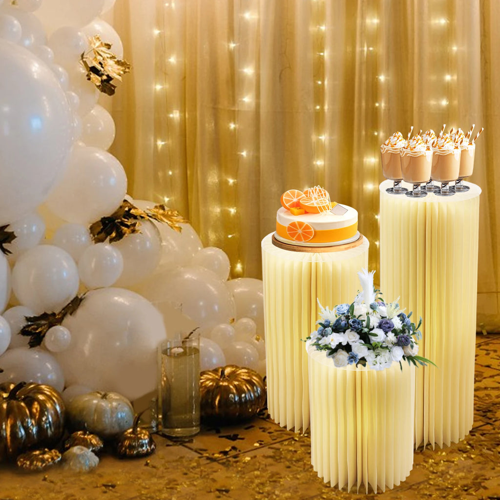 3‑Pack Foldable Honeycomb Paper Cylinder Flower Stands