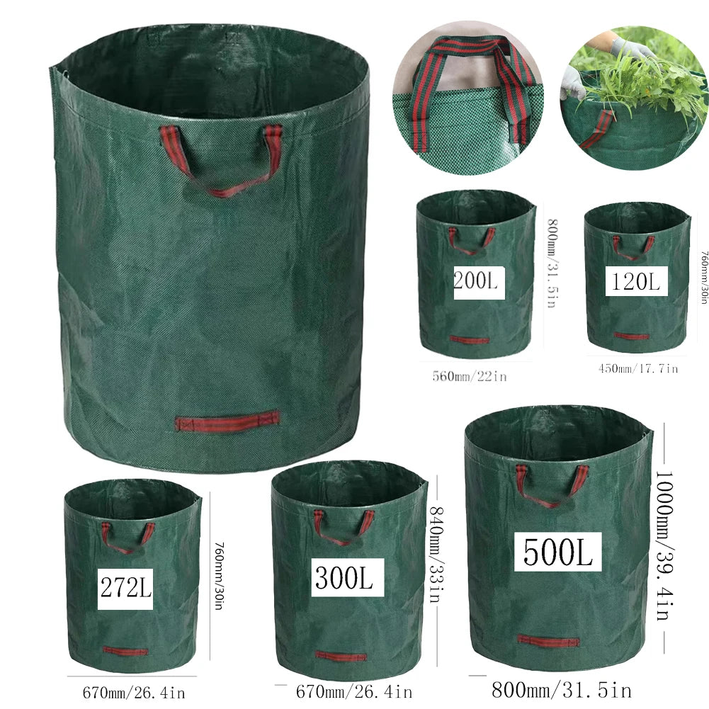 120L-500L Waterproof Large Capacity Leaf Sack, Yard Waste Collection Storage Container for Garden Lawn Outdoor