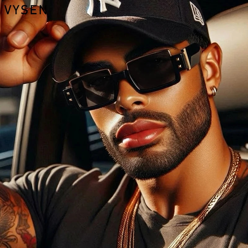 Steampunk Square Sunglasses Men Luxury Brand Y2K Punk Small Frame