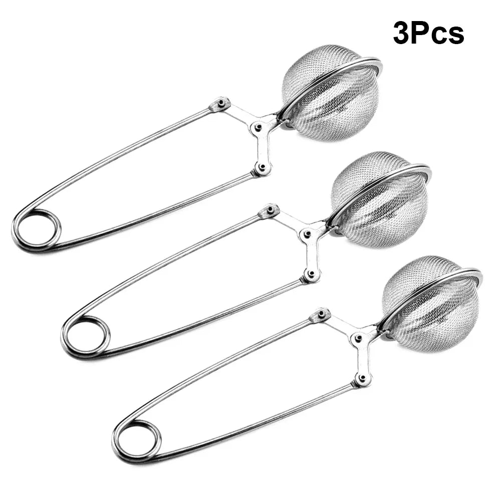 1-4pcs Reusable Steel Tea Infuser Sphere Mesh Tea Strainer Filter Herb Kitchen Gadget Handle Diffuser Coffee Tea Infuser Handle