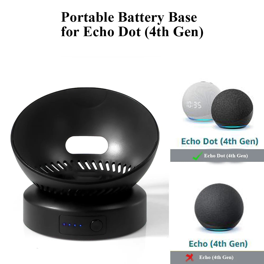 Echo Dot 4th/5th Gen Battery Base Portable Wireless Charger Mobile Alexa Smart Speasker Battery Base for Echo Dot 4th/5th