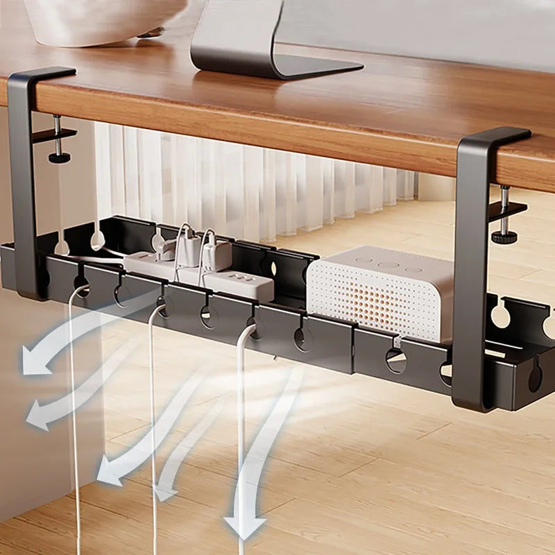 Under Desk Cable Management Metal Extendable Cable Wire Organizer Racks No Punching Strip Cord Holder Home Storage Accessories
