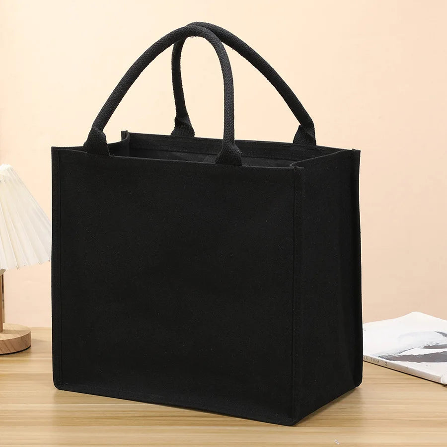 Homefish Leisure Thickened Handheld Canvas Tote Bag Black