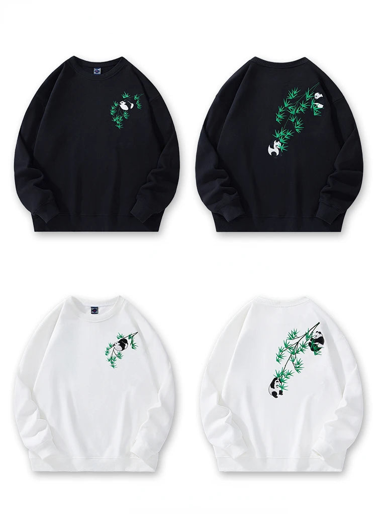 Fashion Crewneck Sweatshirt Men Bear Embroidery Hoodies Women Casual Chinese Panda Bamboo Fleece Designer Harajuku Pullover 2024