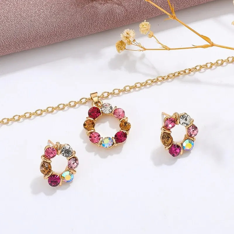 Gold Necklace Earrings Set Ladies Celebrity Simple Fashion Style