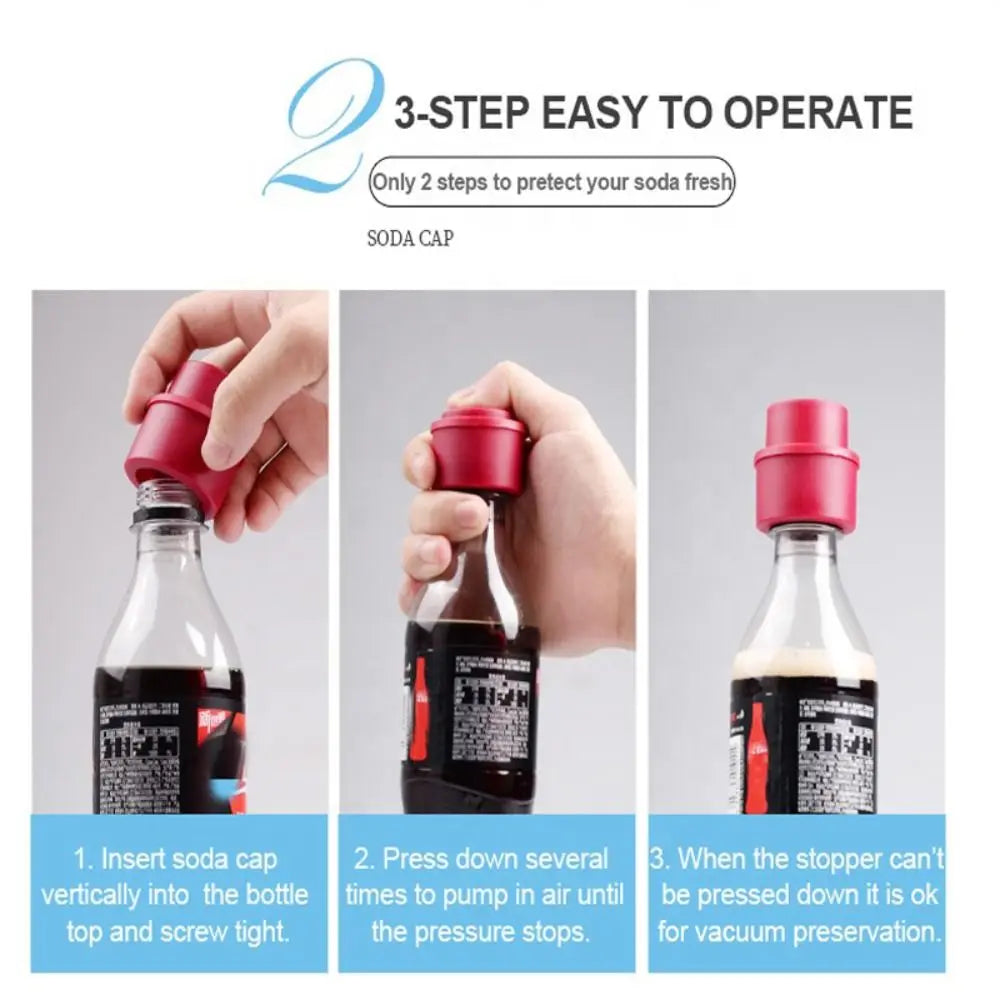 1Pcs Inflatable Airtight Soda Cap Drink Sealer Bottle Stopper Frizzy Drink Reusable Bottle Cola Pump Cover Carbonation Keeper