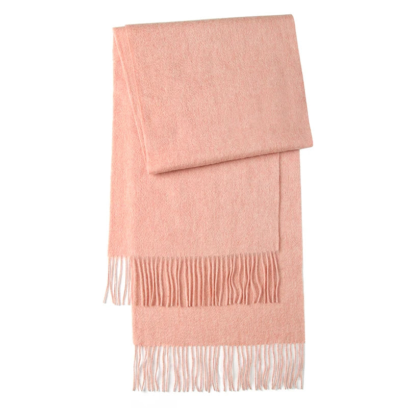 LONGMING 100% Merino Wool Knitted Shawl New Women Autumn Fashion Classic Plaid Solid Scarf Winter Warm Knottable Muffler for Man