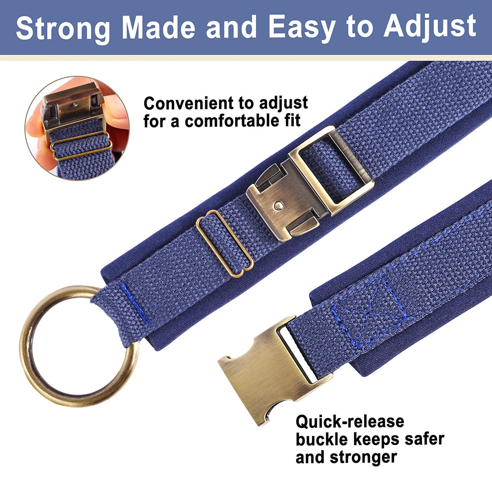 Soft Padded Dog Collar Durable Nylon Dog Collars Necklace Adjustable Pet Necklaces for Small Medium Large Dogs French Bulldog