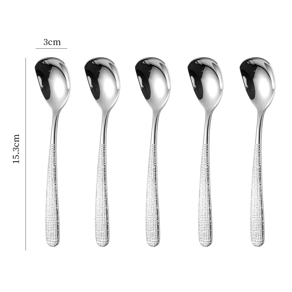 Hammer Patterned Square Stainless Steel Coffee Spoon 304 Dessert