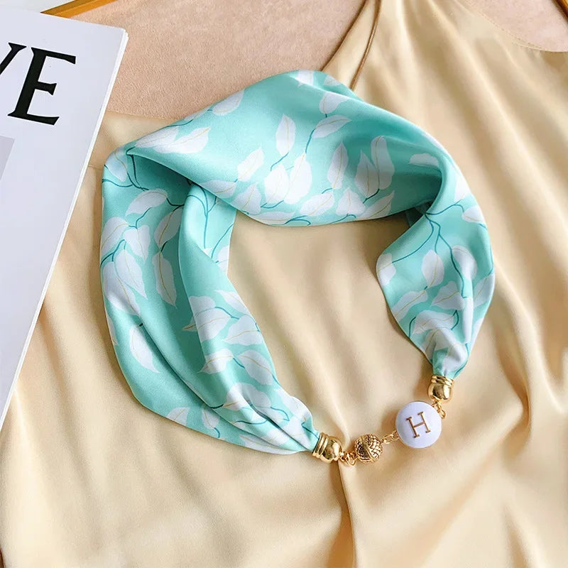 Imitation Silk Scarf Magnetic Buckle Necklace Pendant Wearing Spring and Autumn Cervical Protection for Women