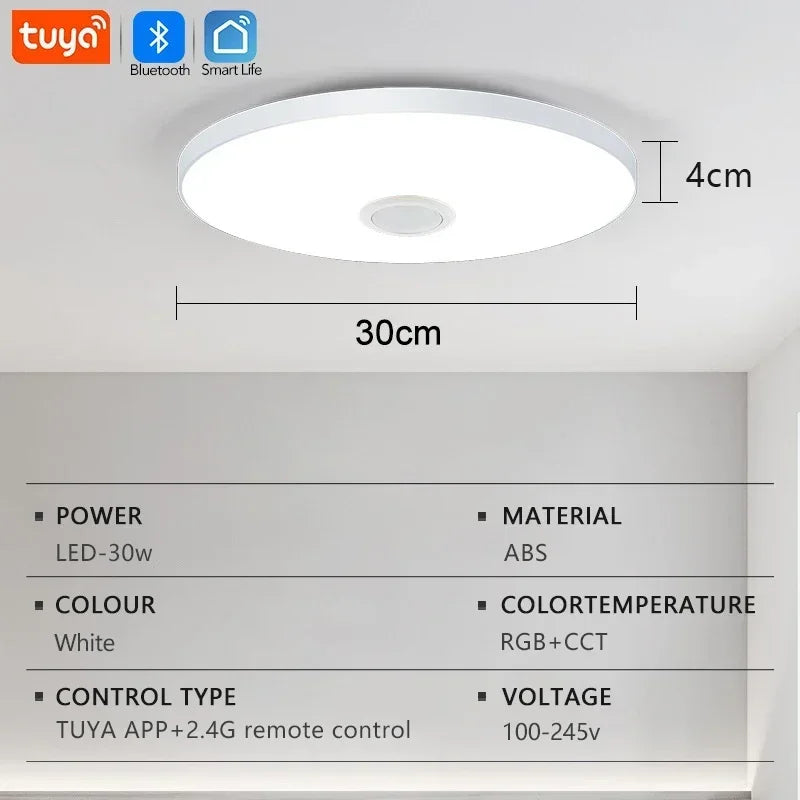Tuya Smart Audio Ceiling Light APP Remote Control RGB Ambient Lamp Living Room Bedroom Home Decor LED Music Ceiling Lights
