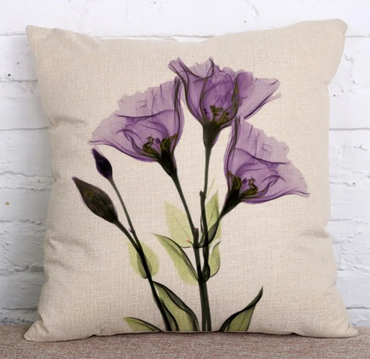 Colorful Flowers Printed Decorative Throw Pillow Floral Plant Cushion Cover Decoration Home Textile For Sofa Home