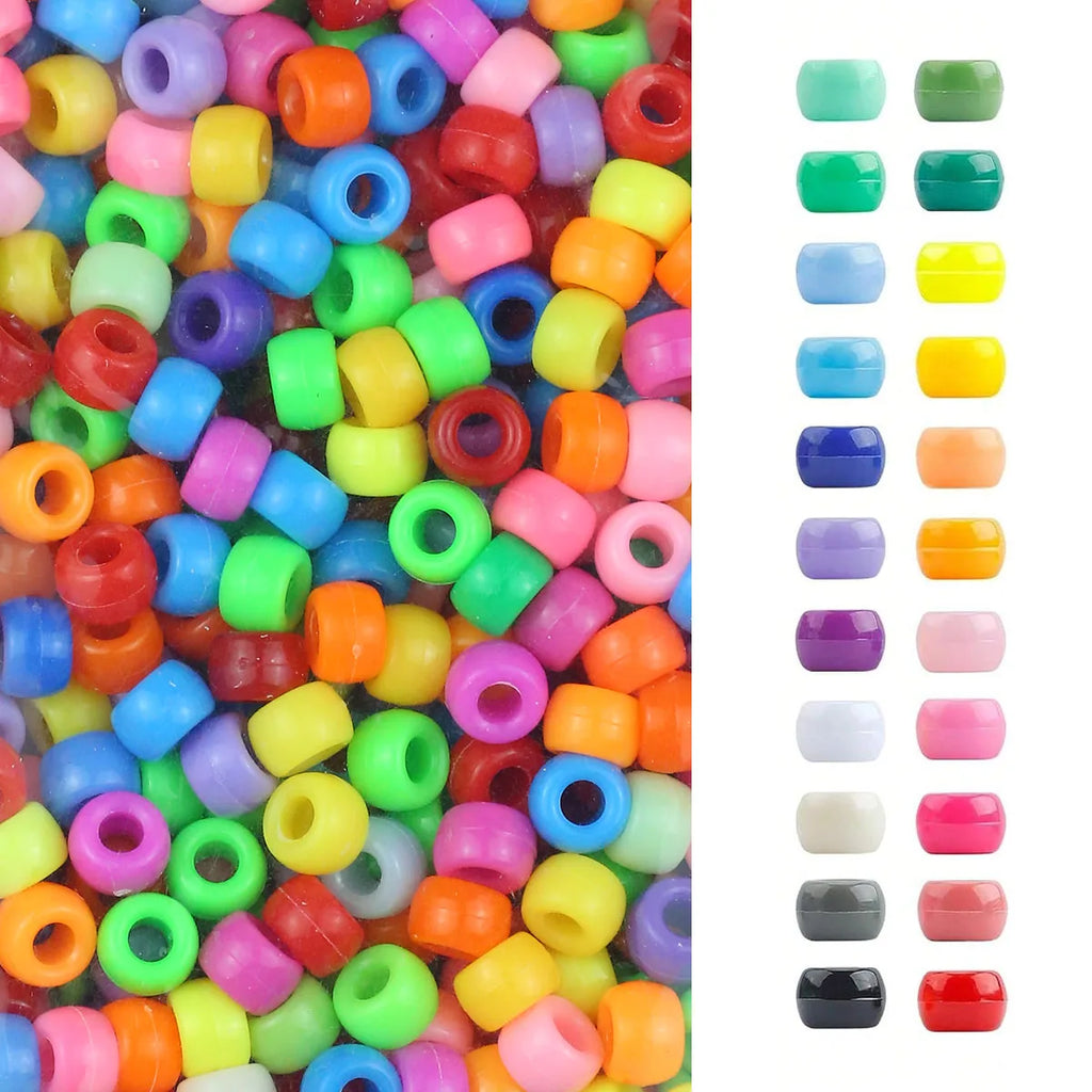 100/200/400pcs 6x9mm Solid Color Large Hole Pony Beads DIY