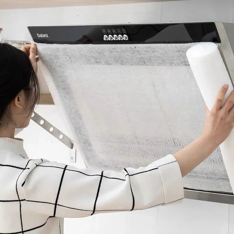 5/10M Disposable Hood Oil Filter Paper Non-woven Cooker Hood Extractor Fan Filter Kitchen Hood Grease Anti Oil Cotton