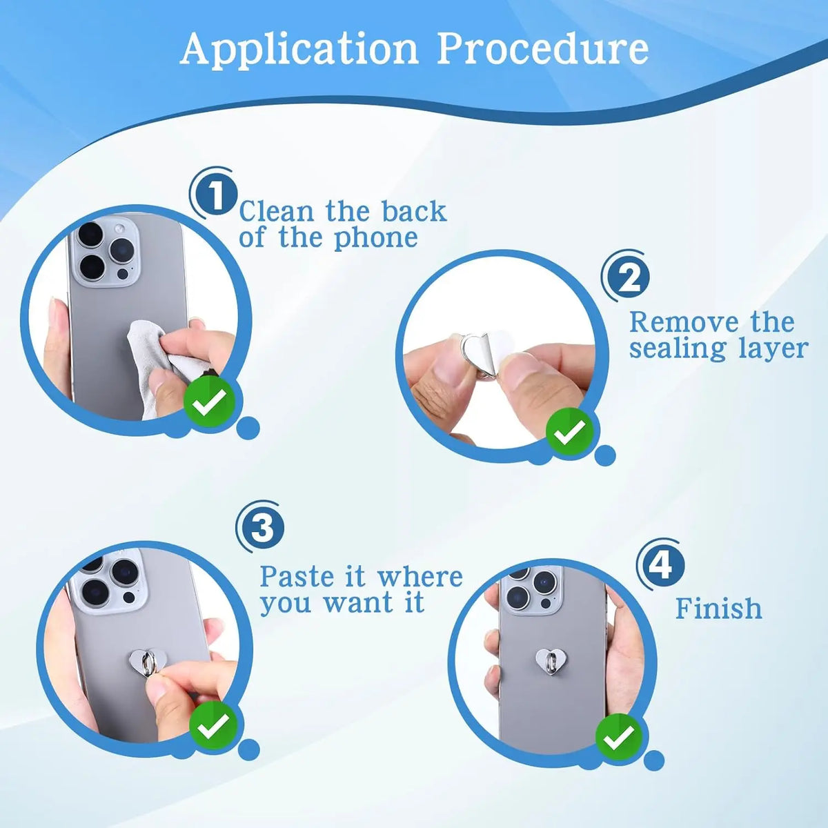 Adhesive Metal Heart Phone Charm Holder Mobile Phone Case