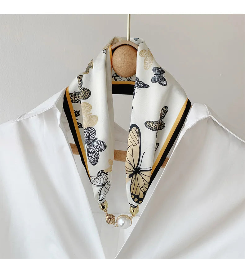Imitation Silk Scarf Magnetic Buckle Necklace Pendant Wearing Spring and Autumn Cervical Protection for Women