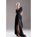 Black Evening Dress Sexy One Shoulder A Line Evening Gowns Pleated Thigh Slit Elegant Women's Formal Party Dresses Customized
