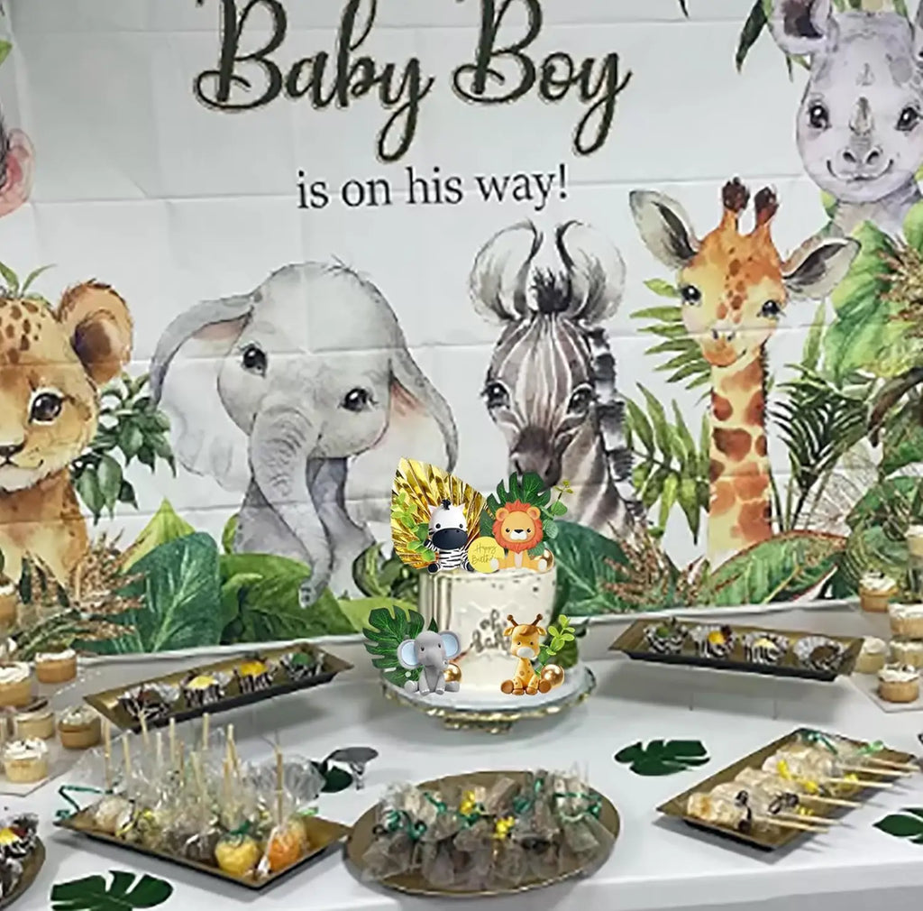 Animals Cake Topper Jungle Safari Birthday Cake Decorations Lion Monkey Elephant Zebra Giraffe Cake Toppers Wild Birthday Decor