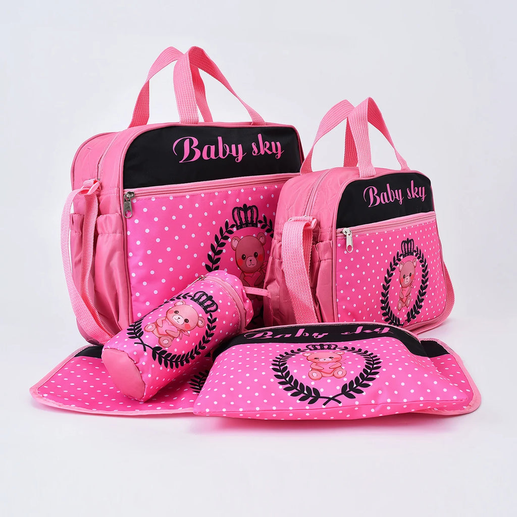 Mommy Bag Five Piece Bag Fashion Print Bears Multifunctional