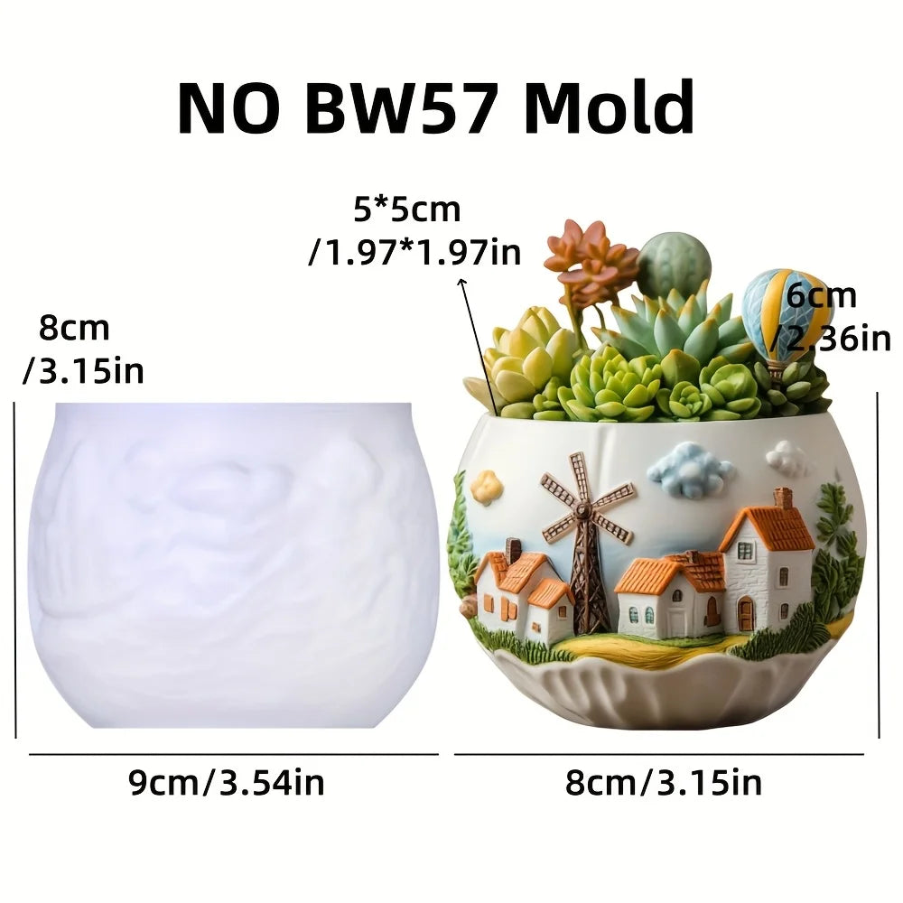 Sea Bay Canyon Relief Succulent Plant Flower Pot Resin Silicone Mold Mountain Range Sea Sunrise Relief Storage Box Gypsum Molds