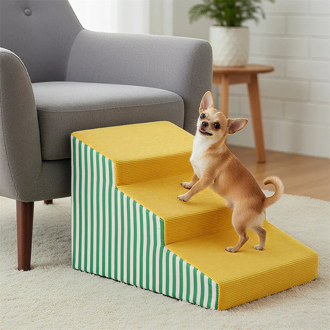 3/4/5 Steps High-Density Foam Dog Stairs with Gentle Slope