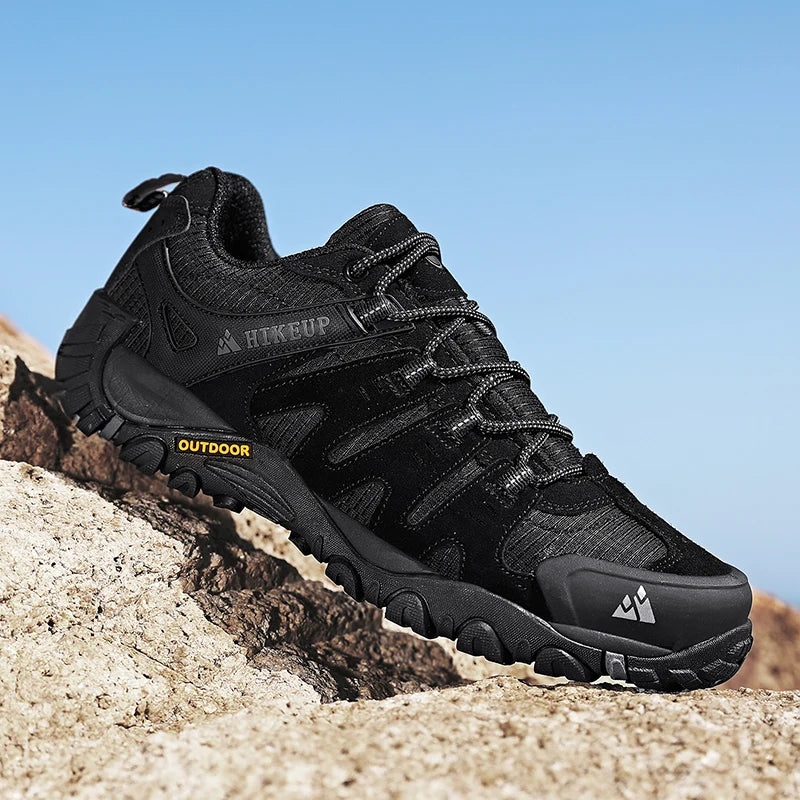 HIKEUP Men's Hiking Shoes Suede Leather Outdoor Shoes Wear-resistant