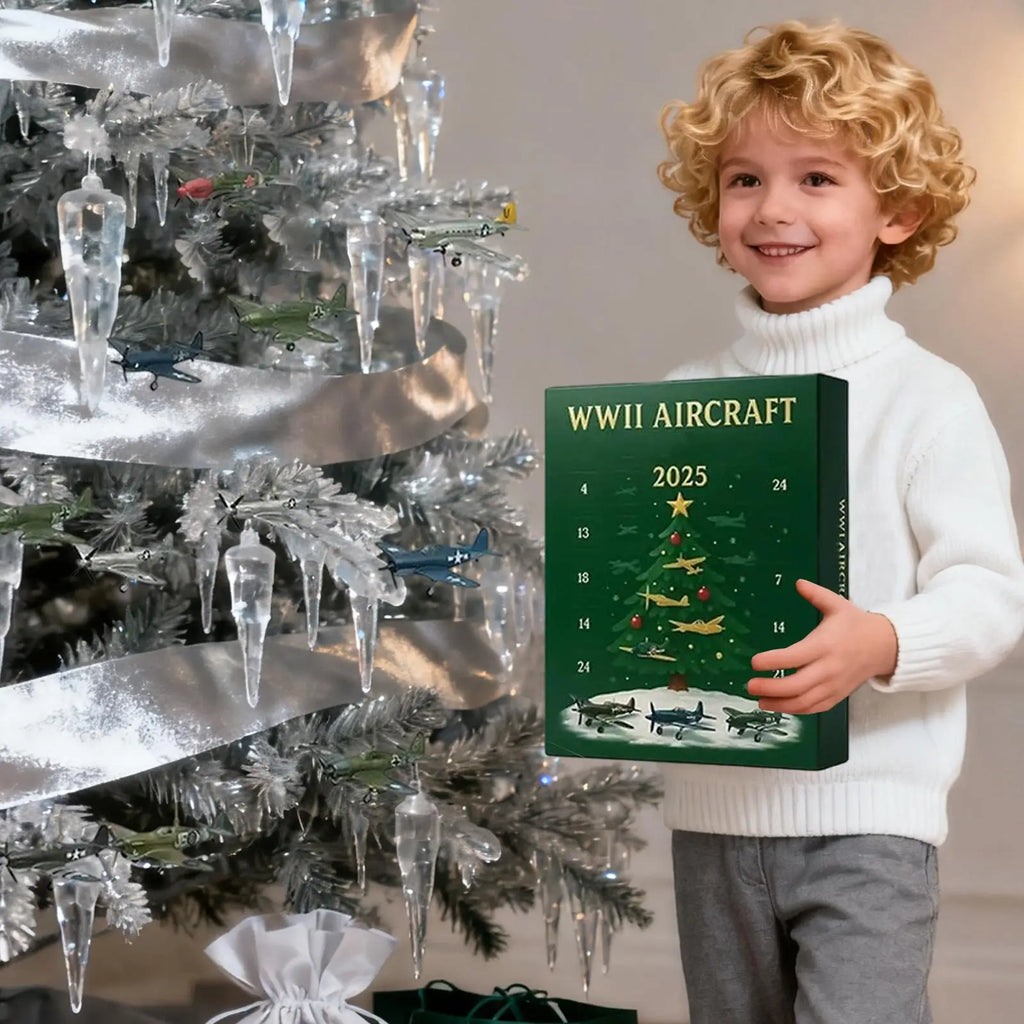 Christmas Countdown Calendar 24 Days Aircraft Calendar Advent With 24 2D Warbirds Christmas Pendant Acrylic Decorative Charm