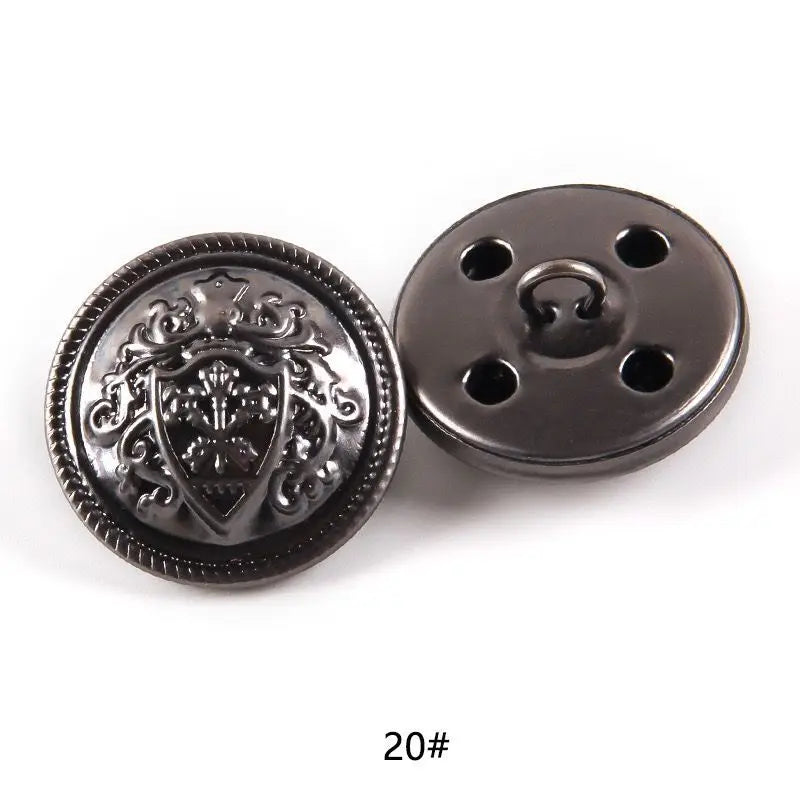 10pcs 15/20/25mm Metal Vintage Coat Suit Uniform Button Retro Copper Buttons Round Shank button DIY Sewing Ornaments